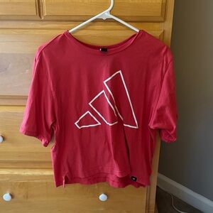 Adidas Red Tee with White Graphic